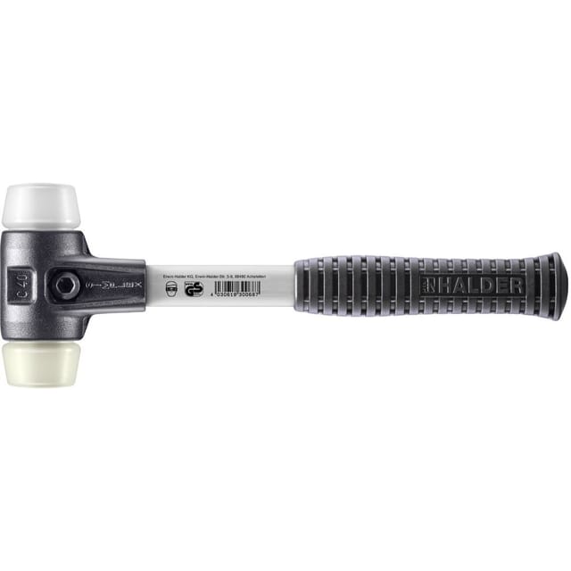 SIMPLEX-Schonhammer, Superplastik / Nylon, mit verstärktem Tempergussgehäuse und Fiberglasstiel | D=40 mm | 3778.040