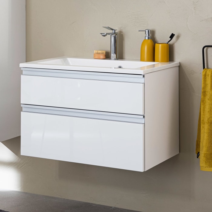 Schöner Wohnen-kollektion Stockholm Waschtischunterschrank 70 Cm Mit 1 Schubkasten Und 1 Auszug, Griff 351