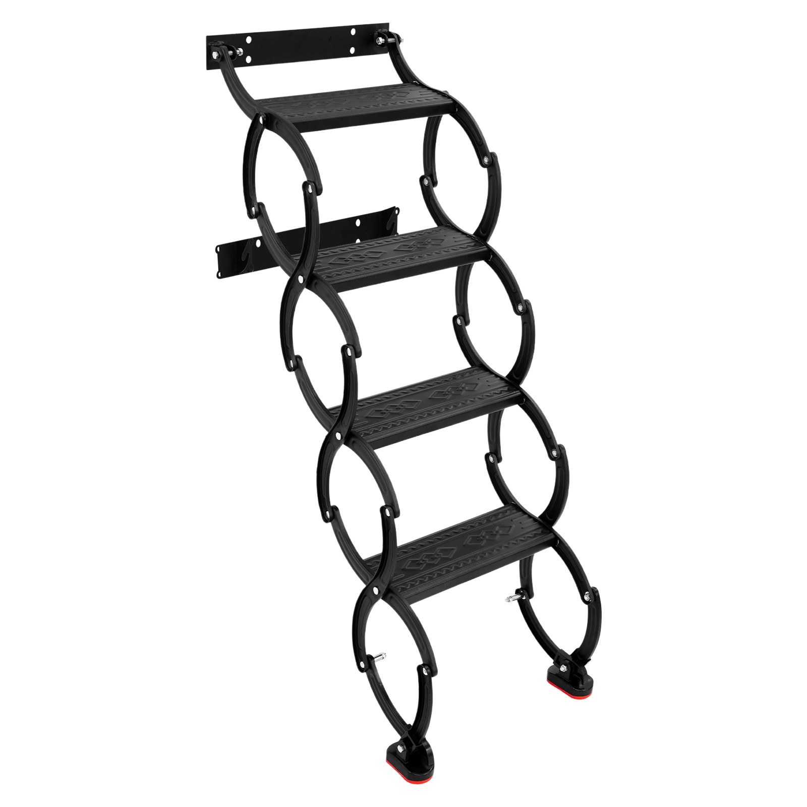 Wandmontierte Klapptreppe Der Stufe 4, Schiebetreppensystem, Rutschfeste Klapp- Und Teleskopleiter, Teleskopleiter Für Die Garage, Maximale Tragkraft 200 Kg, Schwarz