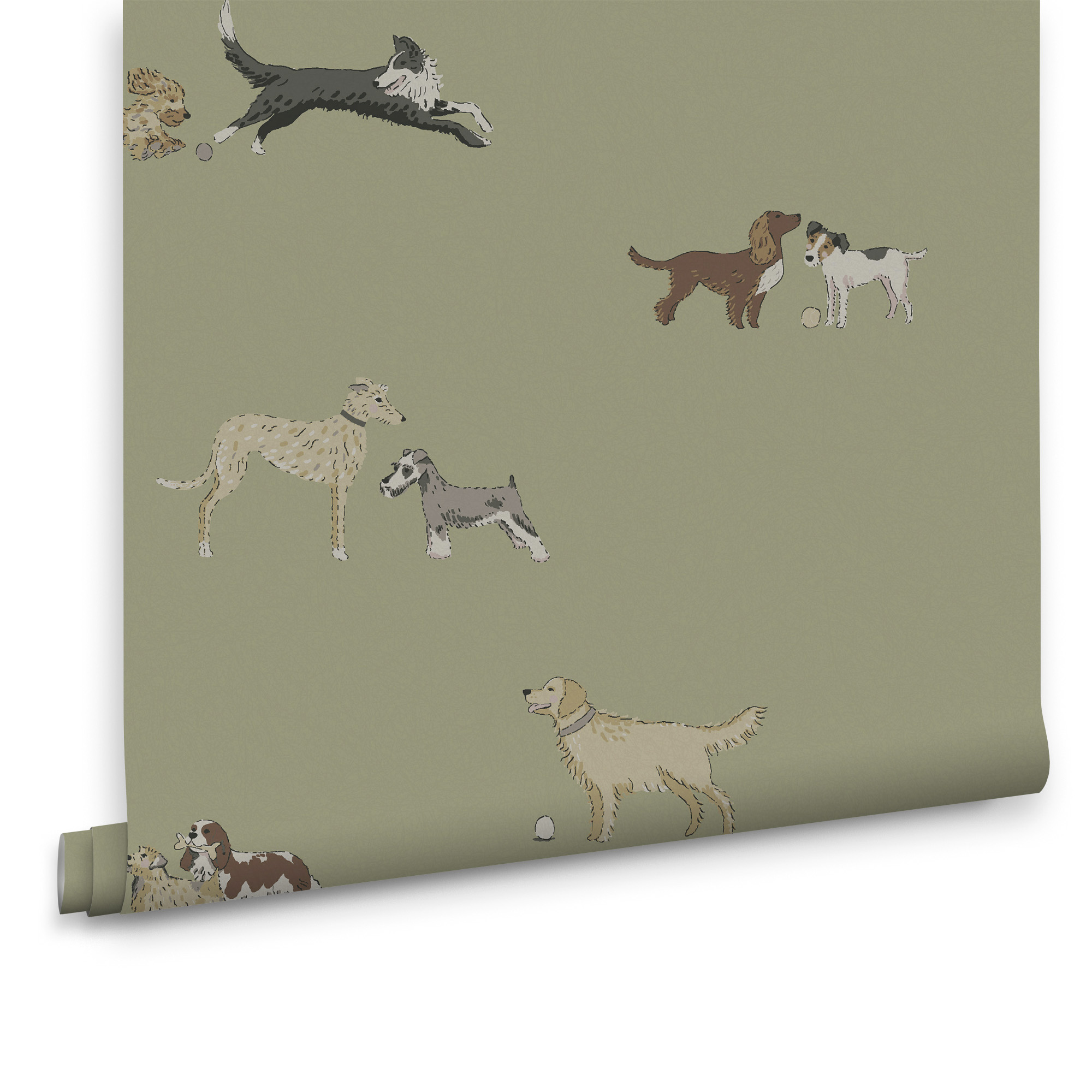Sophie Allport Vliestapete Kinderzimmer - Doggy - Grun - 10mx52cm