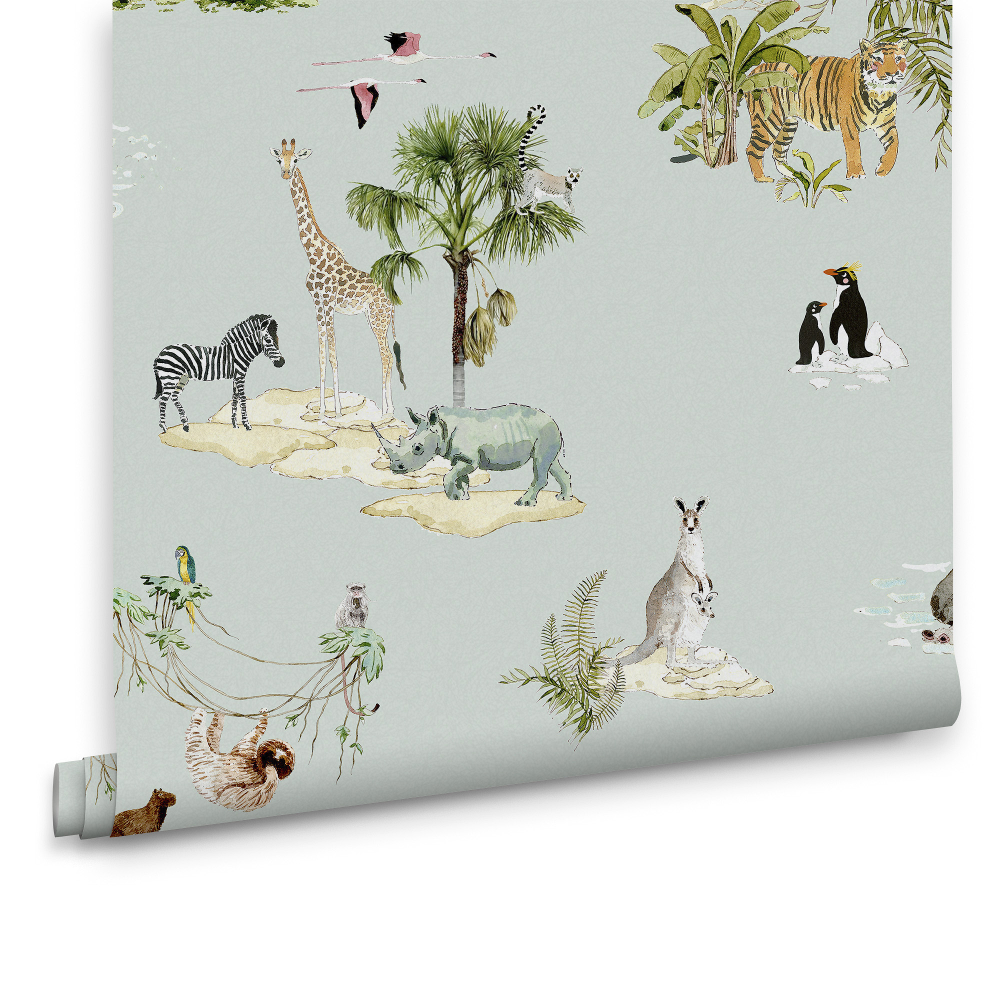 Sophie Allport Vliestapete Kinderzimmer - Animals Of The World - Blau - 10mx52cm