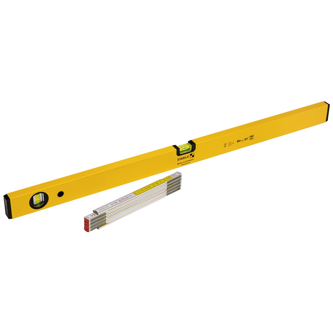 Stabila Bonus Pack Wasserwaage Type 70, 80 Cm, Inkl. Maßstab Type 617