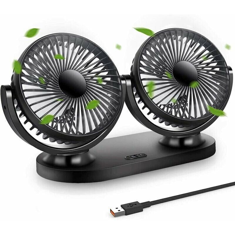Mini-usb-ventilator, Doppelkopf-ventilator Mit 360°-drehung, 3 Geschwindigkeitsstufen, Tragbarer Ventilator Für Auto/tisch/camping/angeln Usw.
