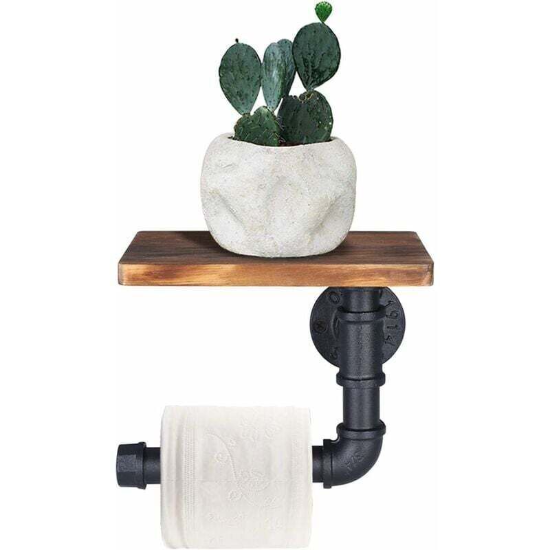 Wandmontierter Toilettenpapierhalter Aus Metall Und Holz – Industriestil – Integrierte Feststellschraube – Für Moderne Badezimmer