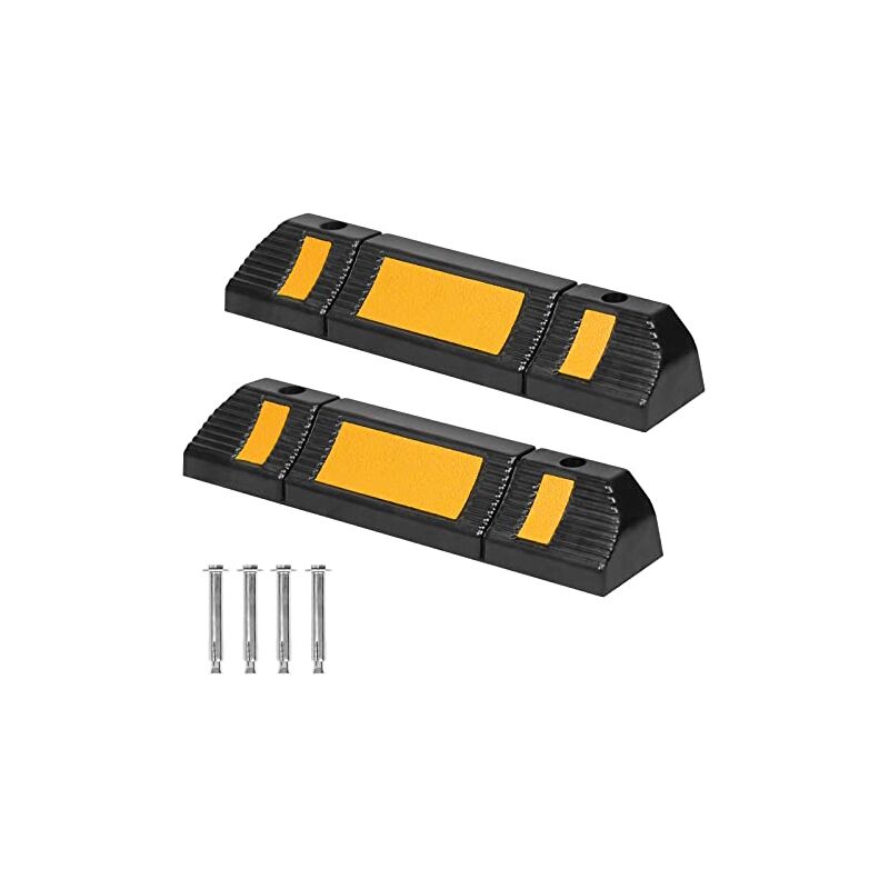 2-teiliger Gummiradstopper, Parkstopper, 60 X 12 X 10 Cm, Parkmarkierung Mit Verlängerungsschraube, Naizy Parkblocker