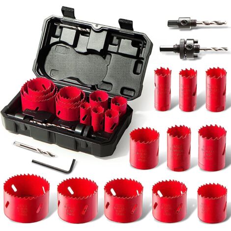 Bimetall-lochsäge, Hychika 17-teiliges Lochsägen-set Mit 11 Sägeblättern 20–68 Mm, Schnitttiefe: 40 Mm