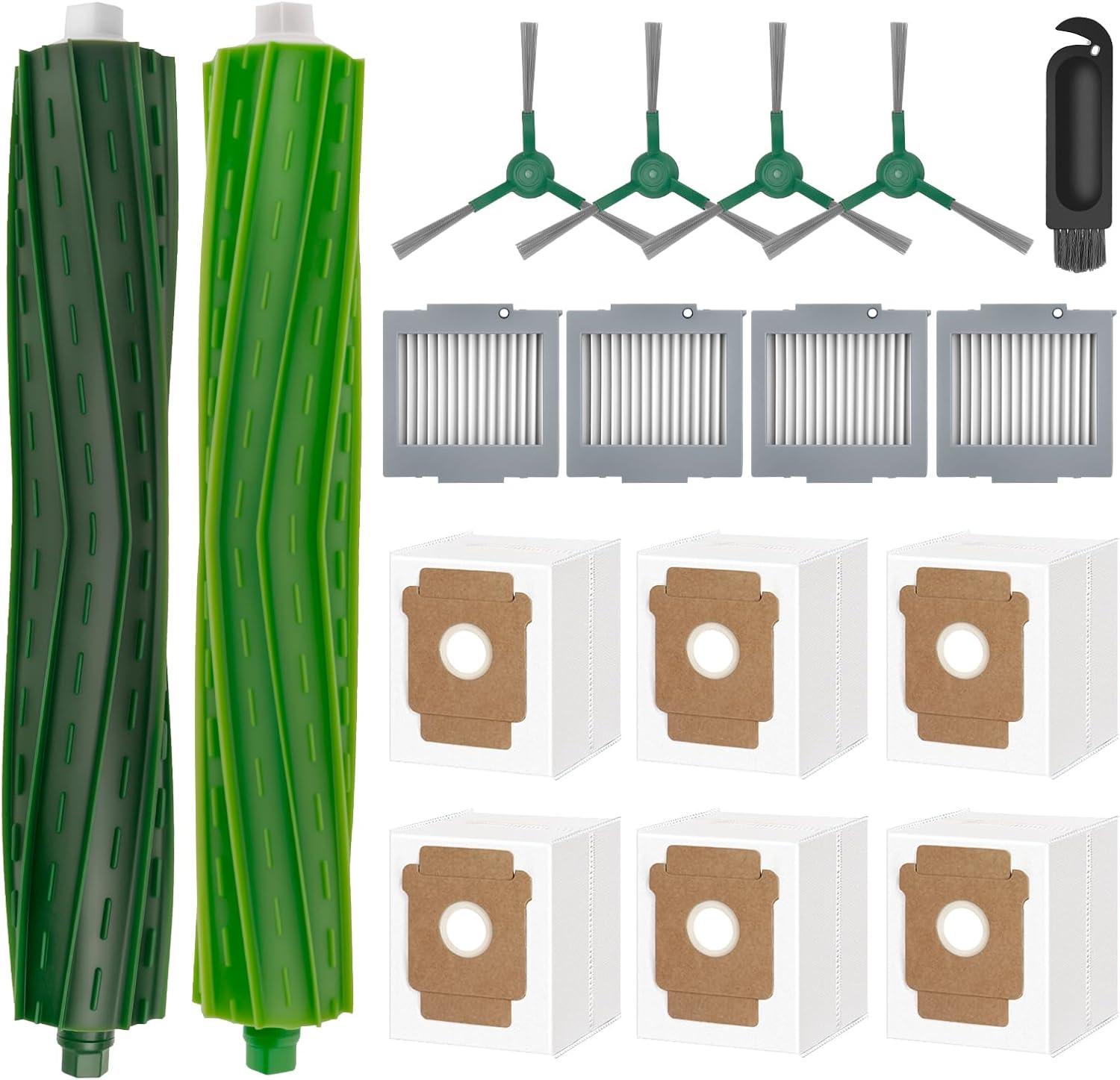 Set Mit 17 Zubehörteilen Für Den Irobot Roomba Max 705 Vac/plus 504 Vac Staubsauger, Ersatzteile Inklusive 6 Staubbeutel, 4 Filter, 4 Seitenbürsten, 2 Hauptbürsten Und 1 Werkzeug