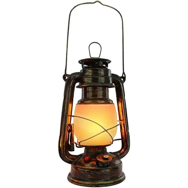 Wiederaufladbare Vintage-laterne Mit Sturmfunktion, Kabellose Led-tischlampe, Flammenlicht, Retro-nachtlicht Für Draußen, Dimmbare Campinglampe Mit Ladegerät, 3 Leuchtmodi, 1800 Mah, Bronze, Enle
