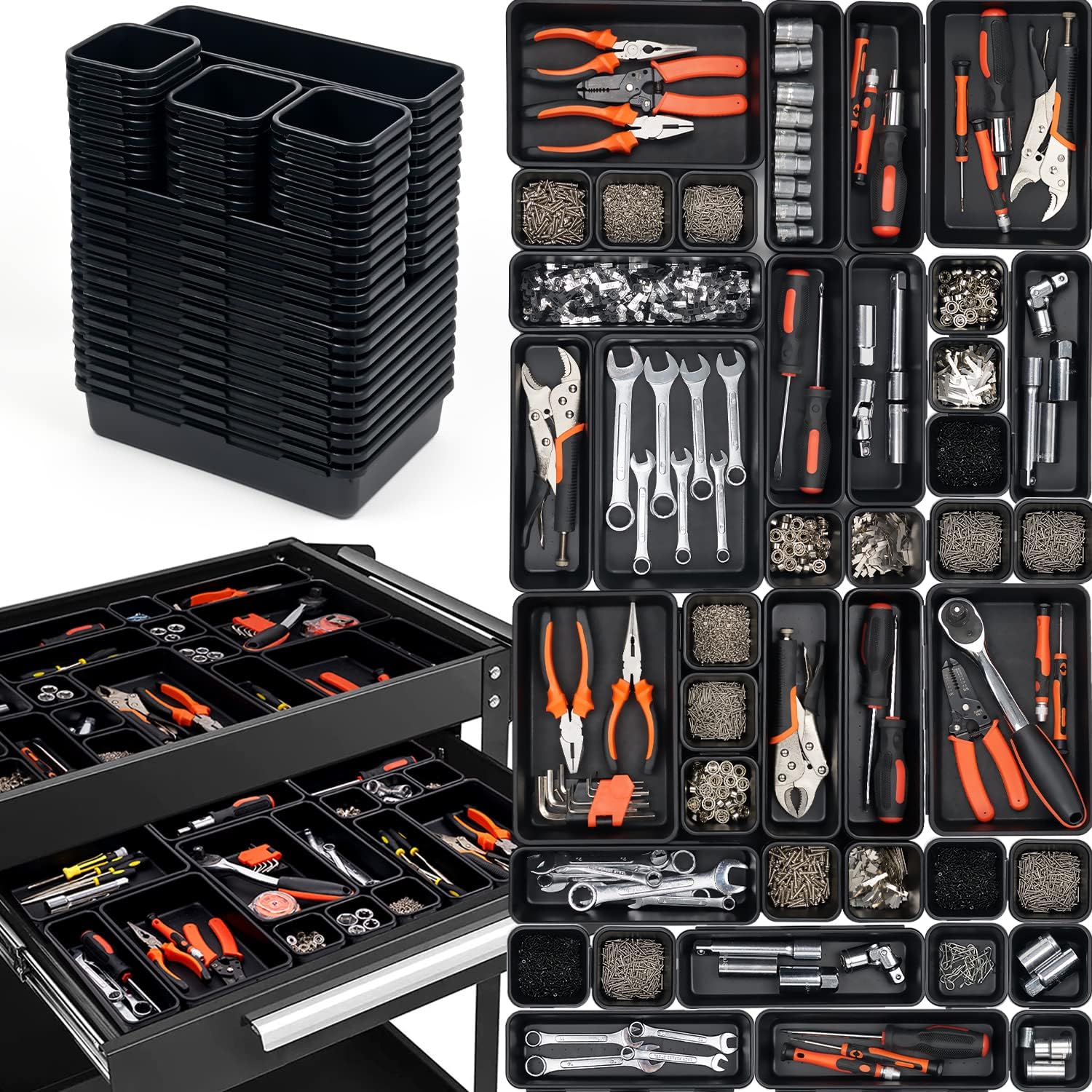 Set Mit 45 Werkzeugkisten/schubladen Aus Kunststoff Für Schrauben, Heimwerkerbedarf, Werkstattwagen, Werkbankaufbewahrung Und -organisation, Werkstatt, Garage
