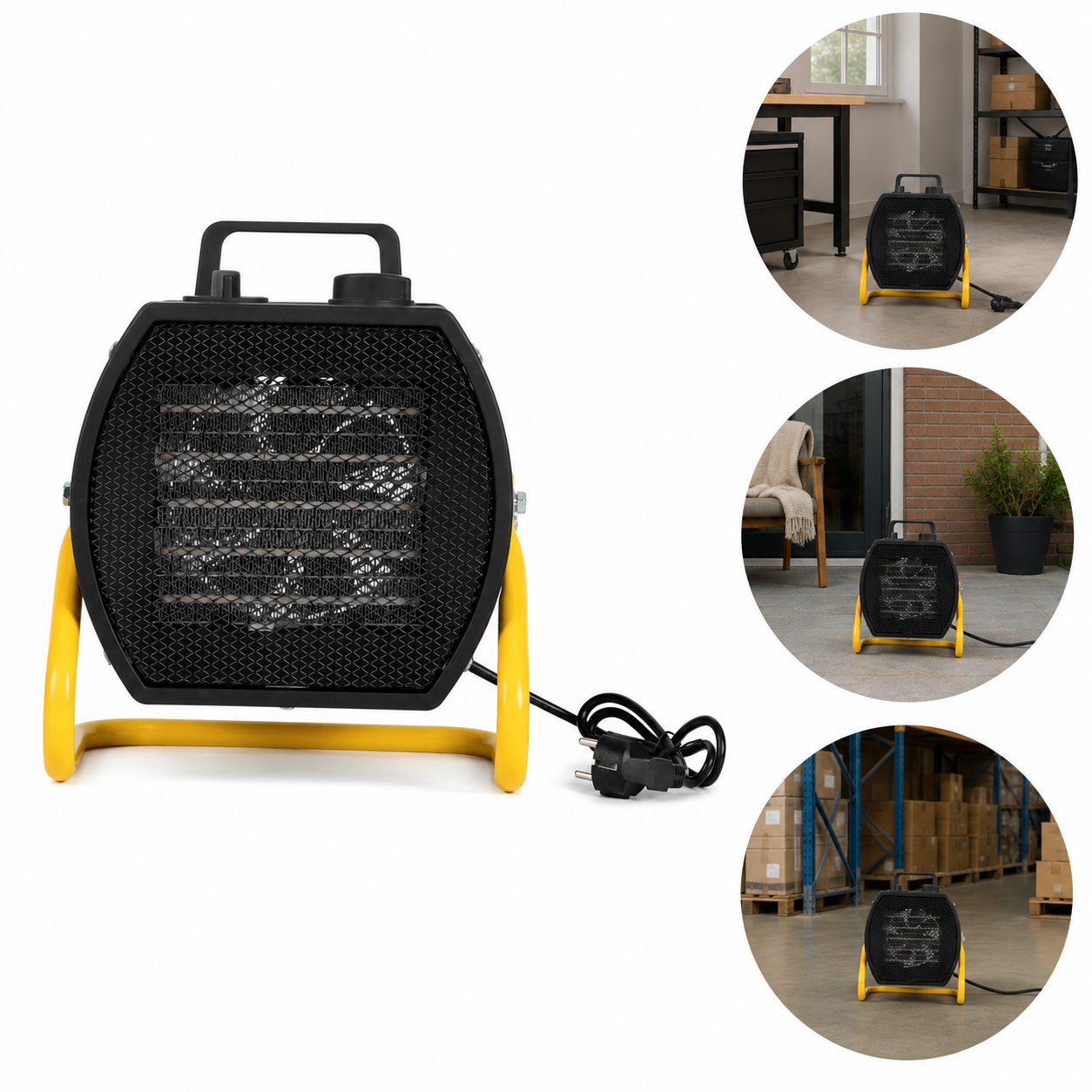 Tolletour Elektrischer Heizlüfter 2000 W, 3 Stufen, Thermostat Bis 85 °c, Bis Ca. 20 M², Schwarz Und Gelb