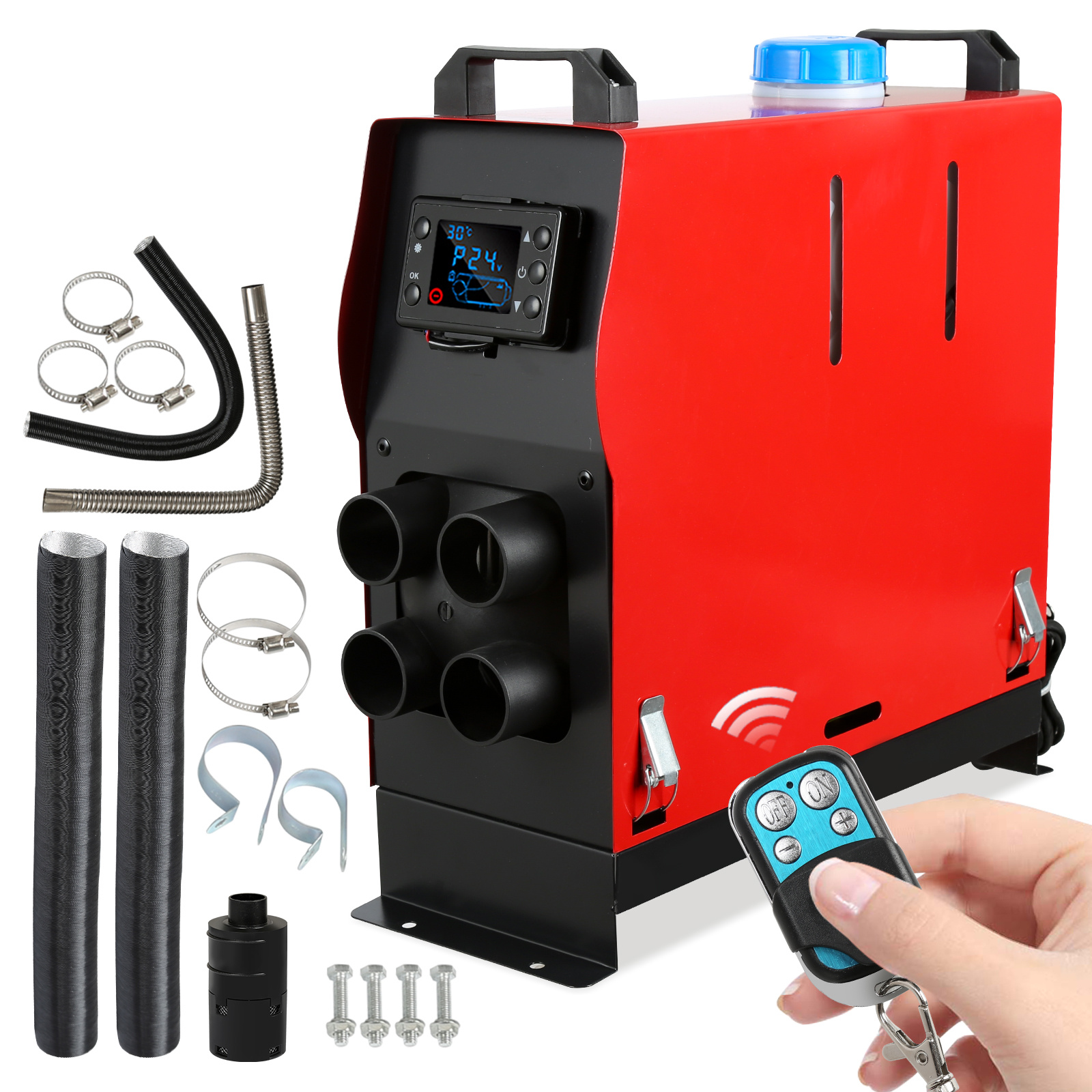 Tolletour 12 V Diesel Standheizung 8 Kw Vertikal Luftheizung Dieselheizung Air Heater Für Auto Lkw Wohnmobil Camper Bus Mit Lcd-display Fernbedienung Rot