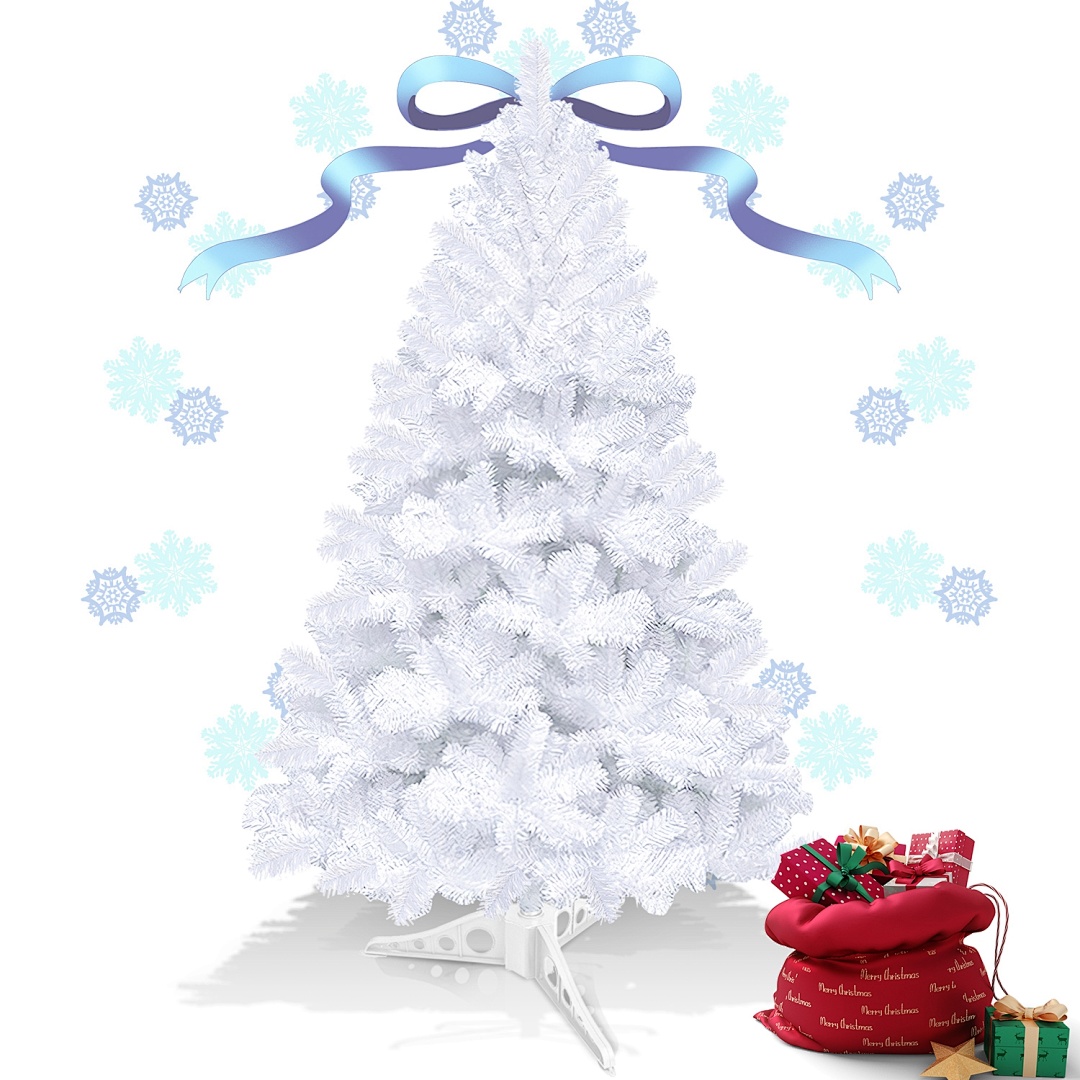 Tolletour Künstlicher Weihnachtsbaum 120 Cm Weiß, 220 Zweigspitzen, Pvc Christbaum Mit Kunststoffständer