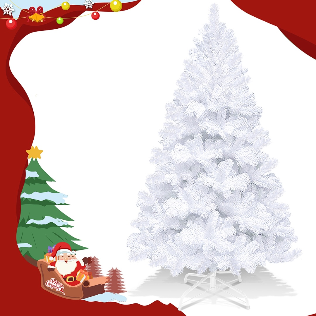 Tolletour Künstlicher Weihnachtsbaum 210 Cm Weiß, 950 Zweigspitzen, Pvc Christbaum Mit Metallständer