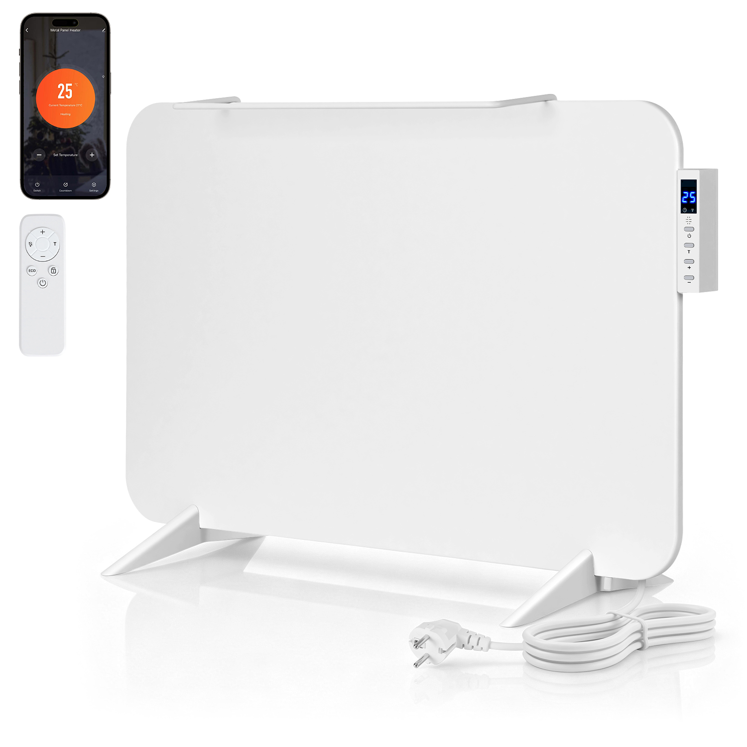 Tolletour Infrarotheizung 450w Weiß Wlan Heizpaneel Thermostat Fernbedienung Handtuchhalter Bad
