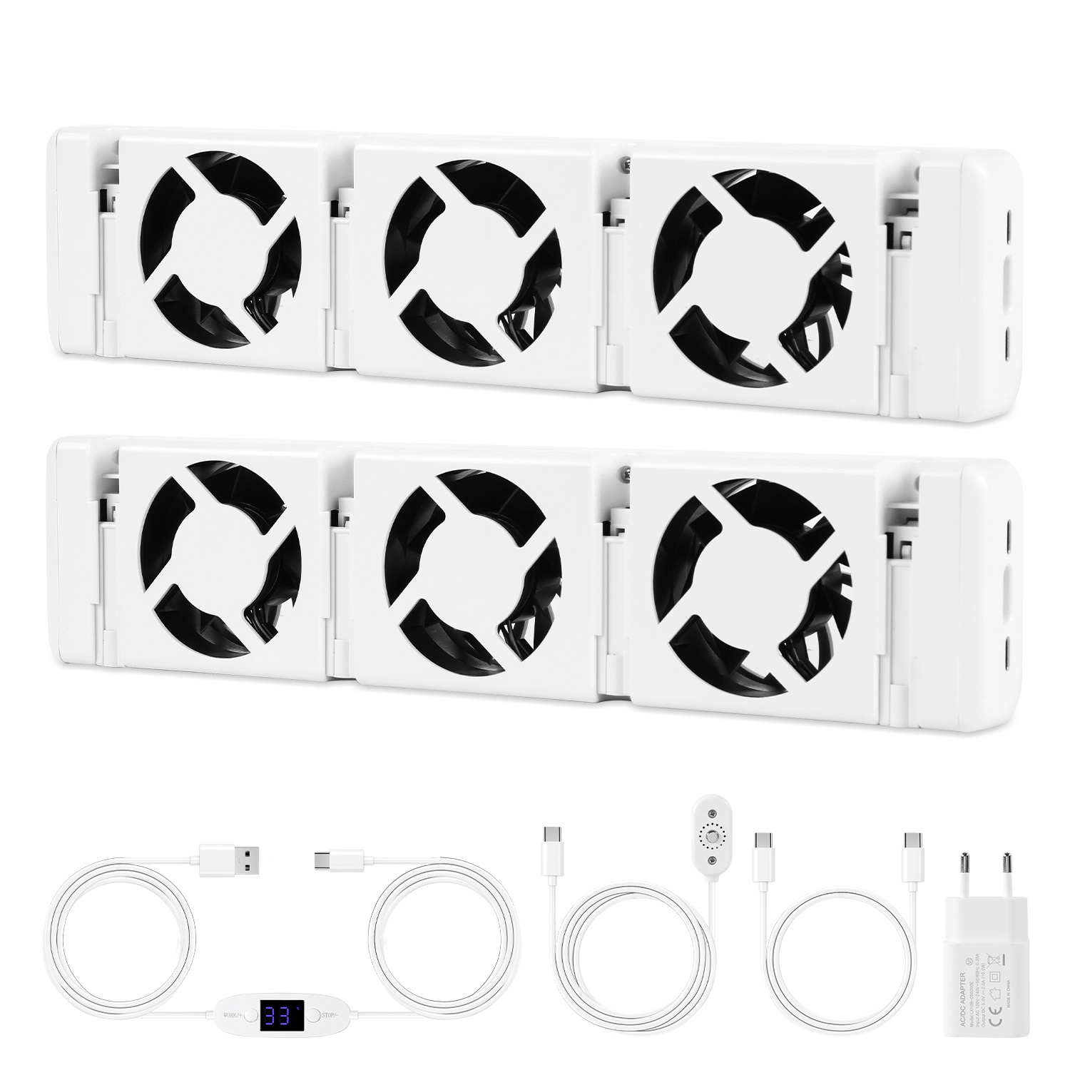 Tolletour Heizkörperverstärker Mit 3 Lüftern Und Einstellbarem Thermostat 0–60 °c, 2er Set, Weiß