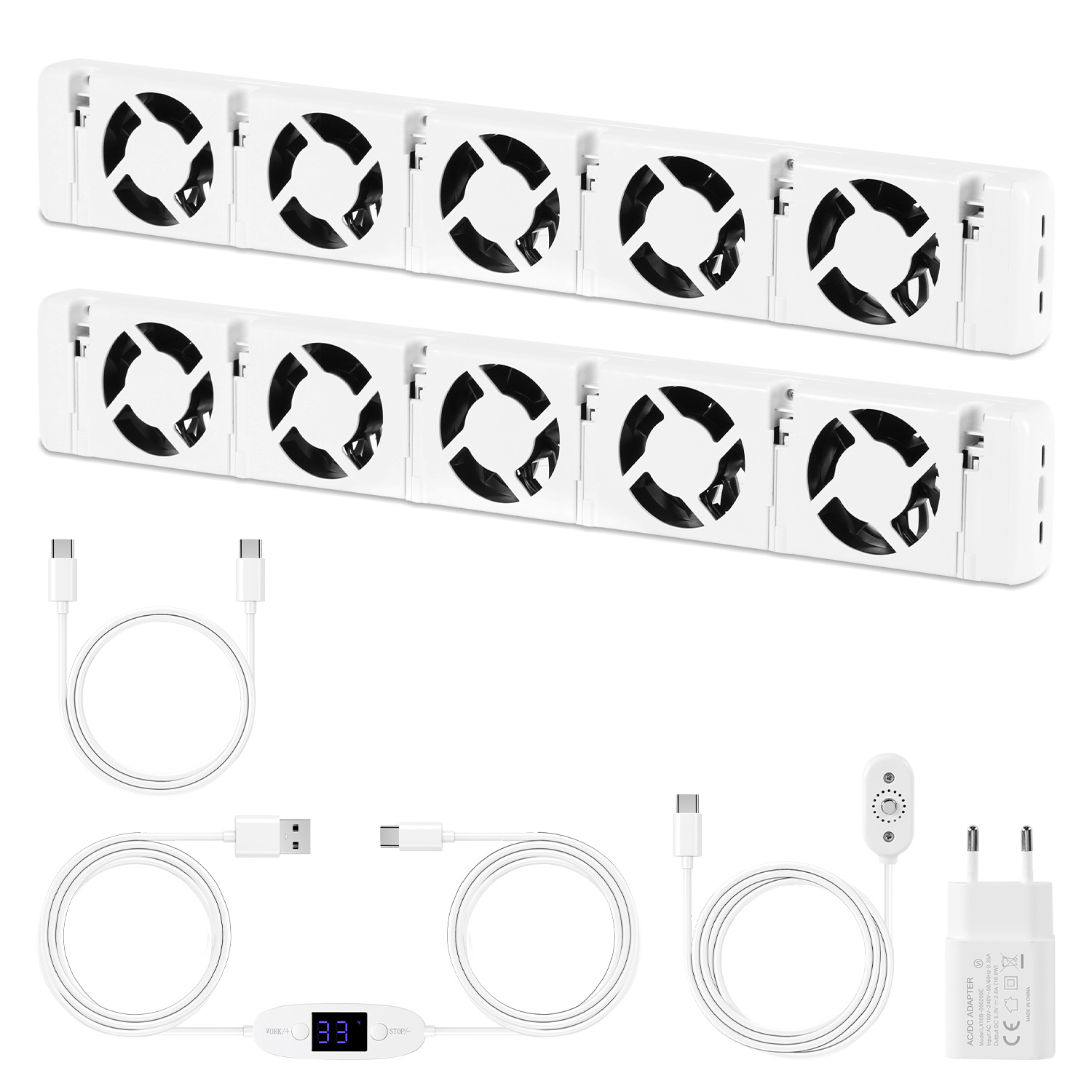 Tolletour Heizkörperverstärker 5-fach, 2er-set, Thermostat 0–60 °c, Weiß