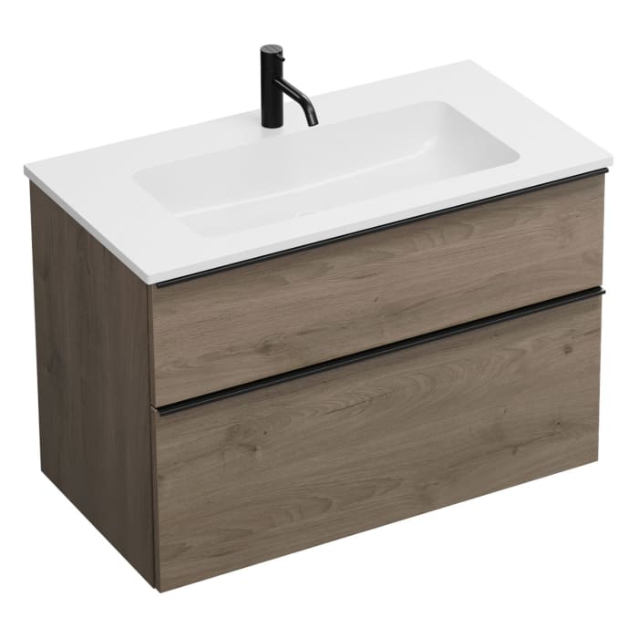 Burgbad Eqio Waschtischkombination Mit Mineralguss-waschtisch, 92 Cm, Mit Griffleiste G0252