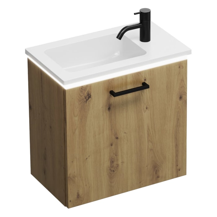 Burgbad Eqio Waschtischkombination Mit Mineralguss-waschtisch Und Led-beleuchtung, 52 Cm, Mit Stangengriff G0234