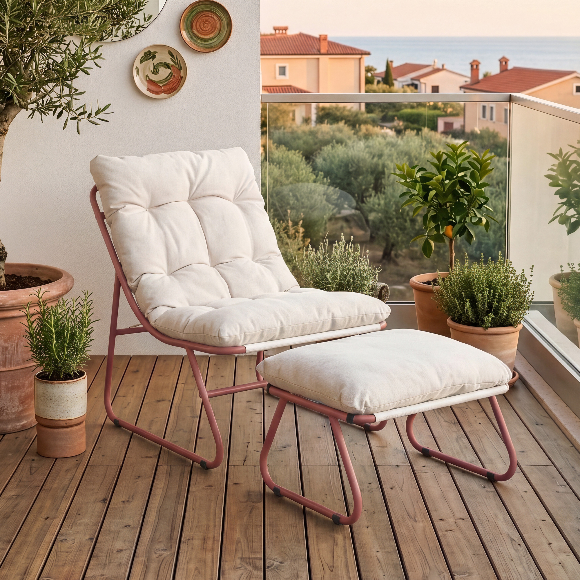 Gartenmöbelset Malmö 2-tlg. Terrakotta/beige [casa.pro]