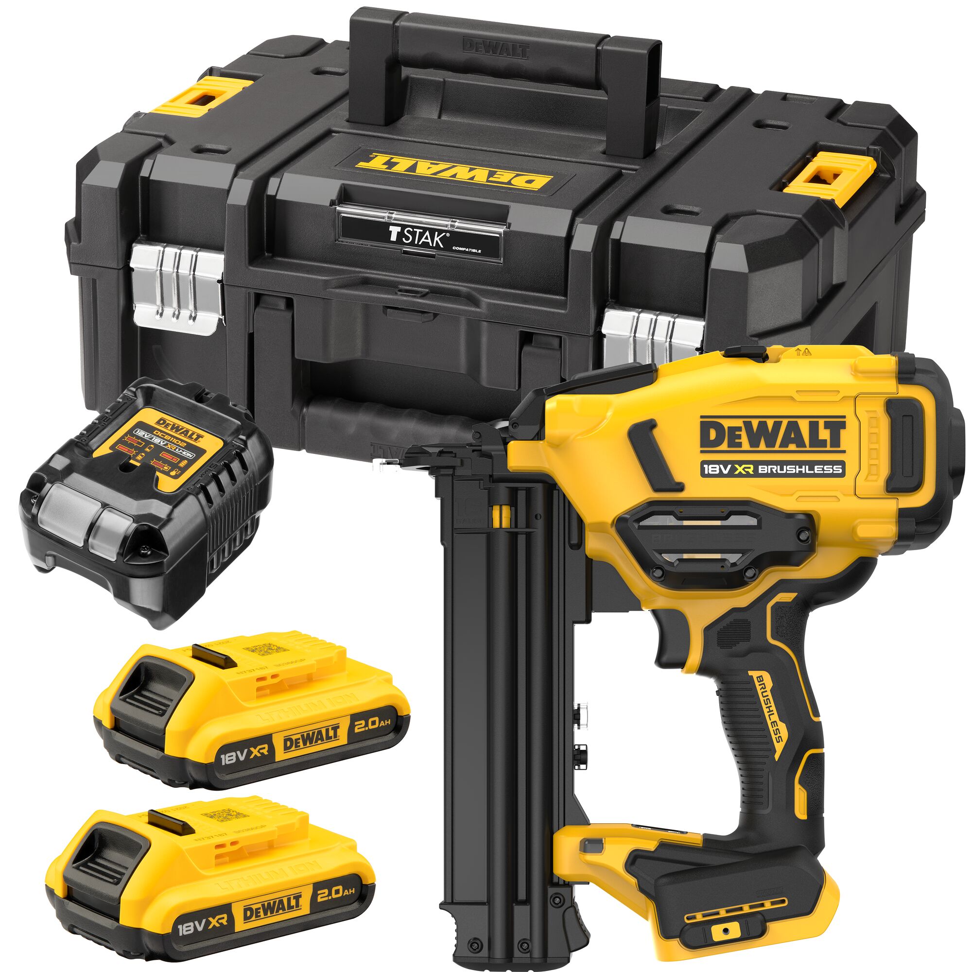 Dewalt Akku-stauchkopfnagler Dcn210sd2, 0° 18ga, 18v 2x 2,0 Ah Und Ladegerät In Tstak
