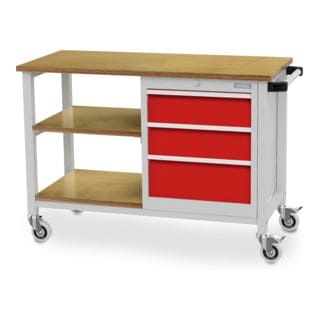 Mobile Werkbank Tiefe 500 mm, R 18-16, 3 x Schublade, 2 x Fachboden, Maße in mm (B x T x H): 1200 x 540 x 880