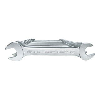 Doppelmaulschlüssel Satz 10-teilig, SW 6-32mm, flach, matt verchromt, 6-100