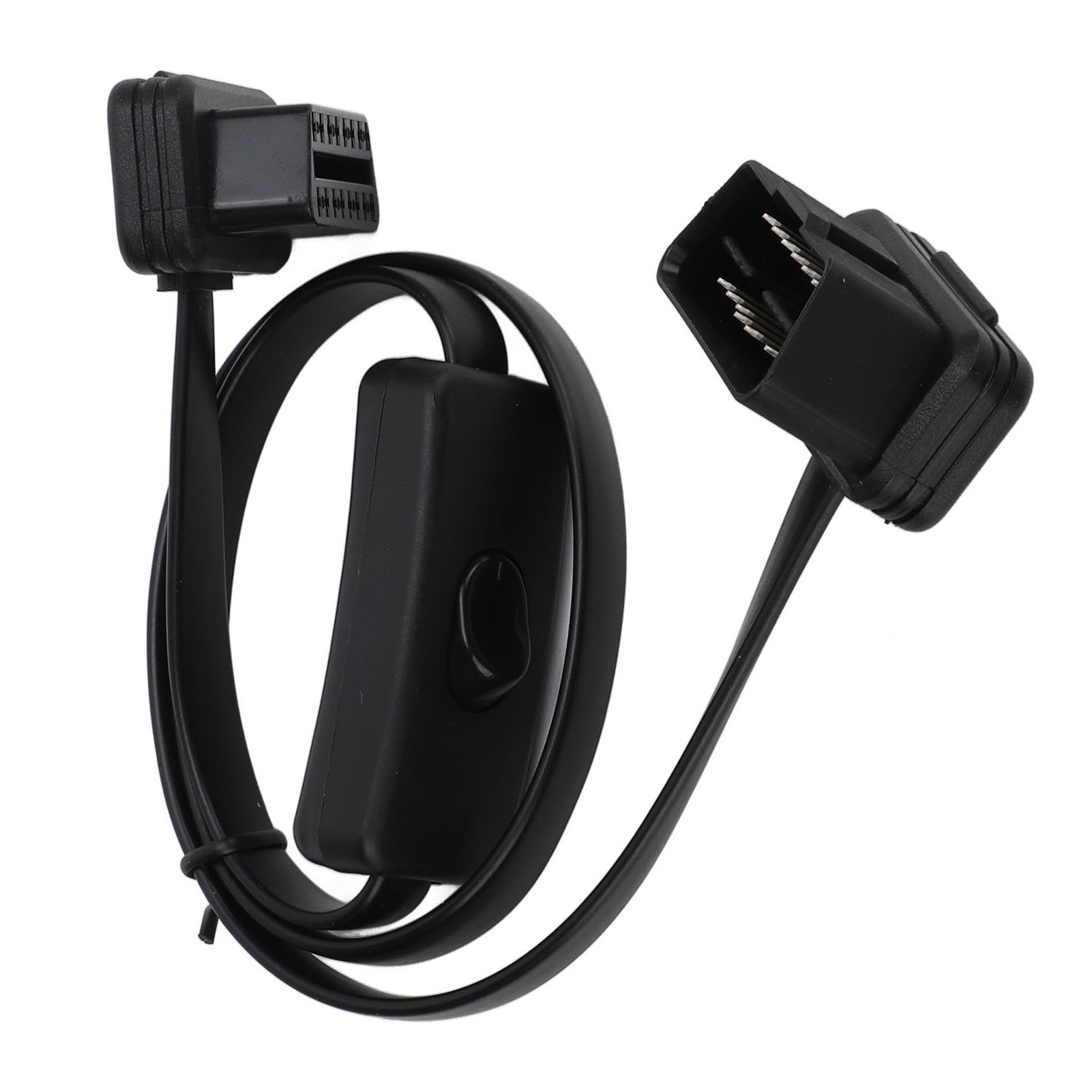Schwarzer 16-poliger Diagnose-flachkabeladapter (stecker), 8-poliger Buchsenstecker, Obd2-verlängerungskabel Mit Schalter