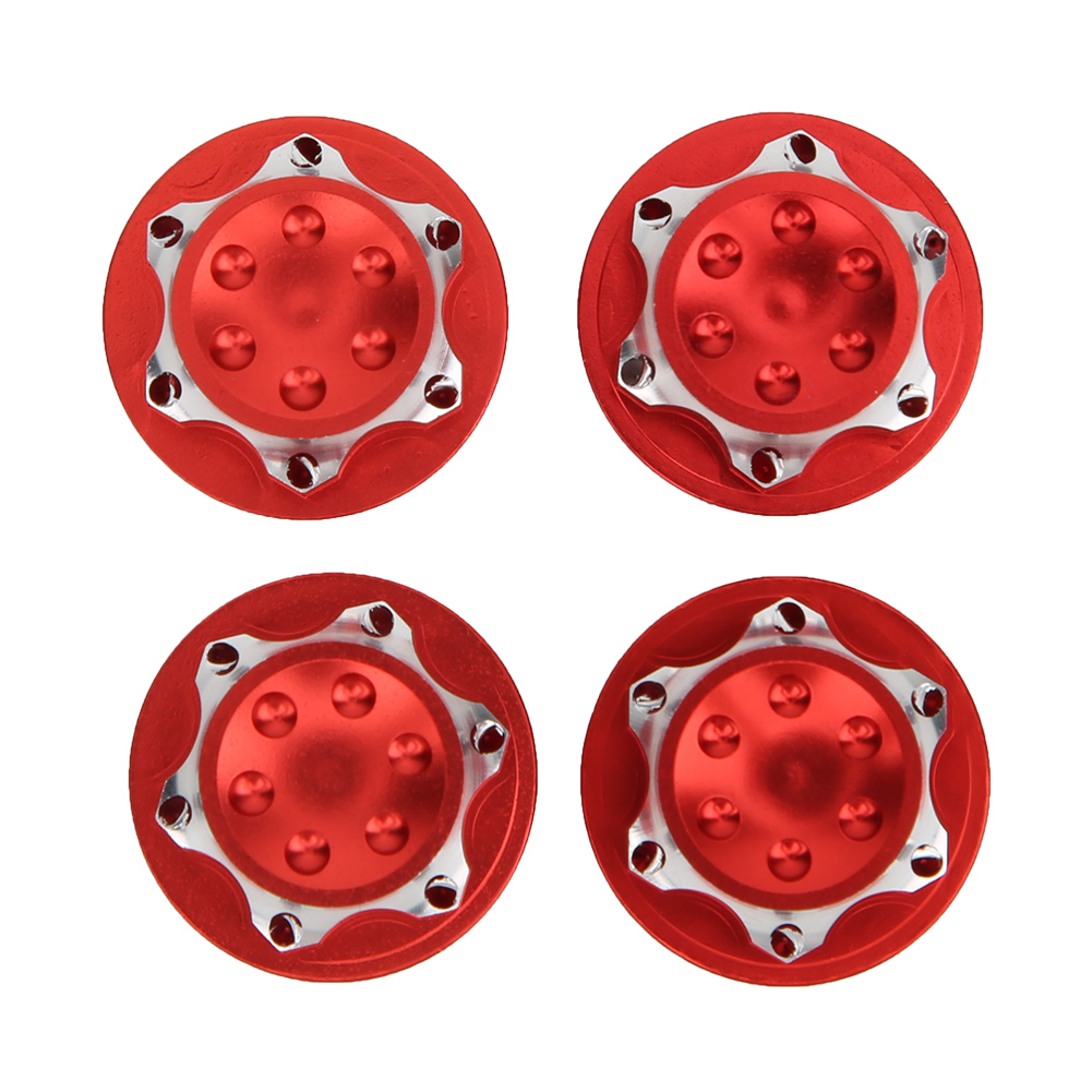 Satz Mit 4 Roten 17-mm-radmuttern Aus Leichtmetall Für Rc-autos Im Maßstab 1:8
