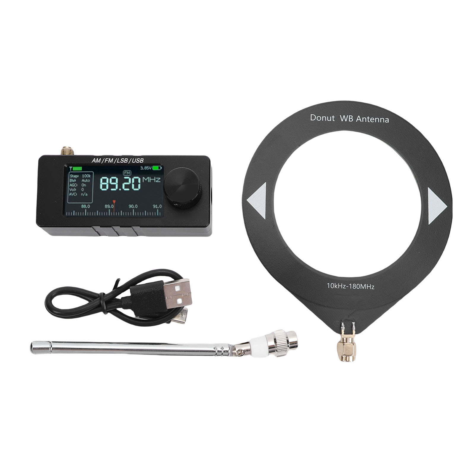 Mini-radio Mit 1,9-zoll-bildschirm, Fm, Am, Lsb, Usb, Vollband-dsp-empfänger Und Cnc-gefrästem Gehäuse Aus Aluminiumlegierung.