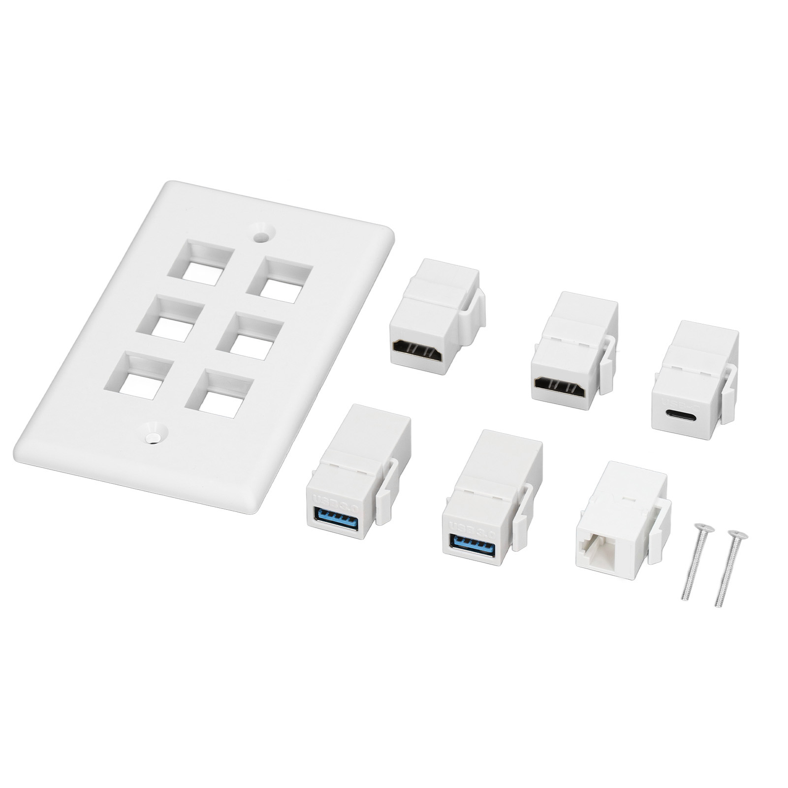 6-port-wanddose – 2x Hdmi, 2x Usb 3.0, 1x Usb-c, 1x Ethernet Für Projektor