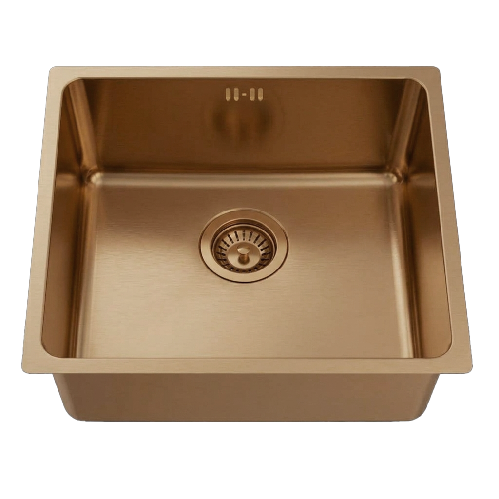 Essebagno Essenox Spüle 1 Becken 49x44 Gebürstetes Kupfer