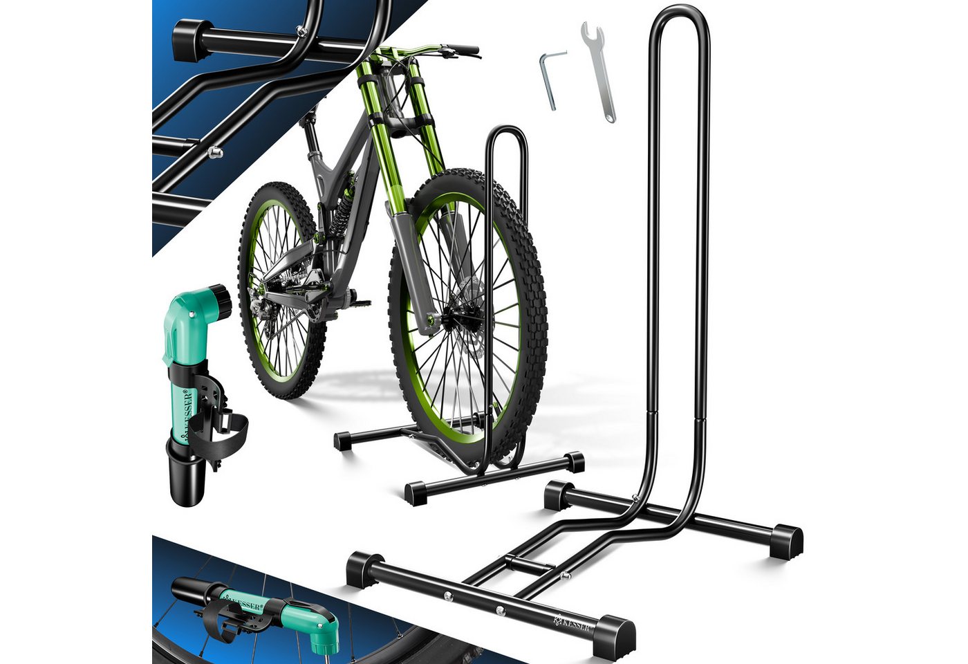 Kesser® Fahrradständer Boden Einzeln, Für Reifenbreite Bis 65mm, Freistehend – Schwarz / 1er Set Bild 2