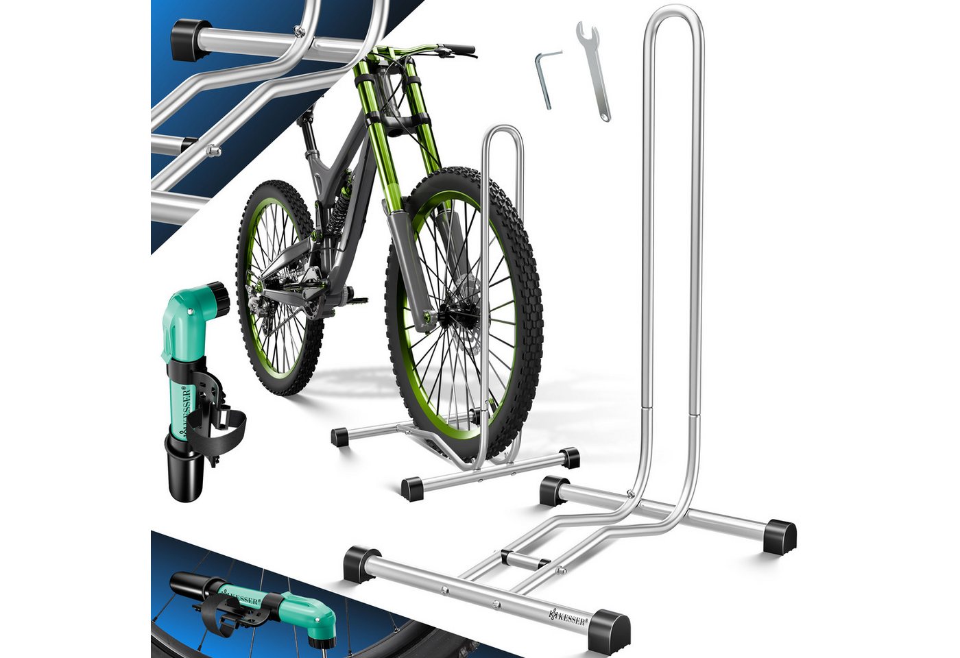 Kesser® Fahrradständer Boden Einzeln, Für Reifenbreite Bis 65mm, Freistehend – Silber / 1er Set Bild 4