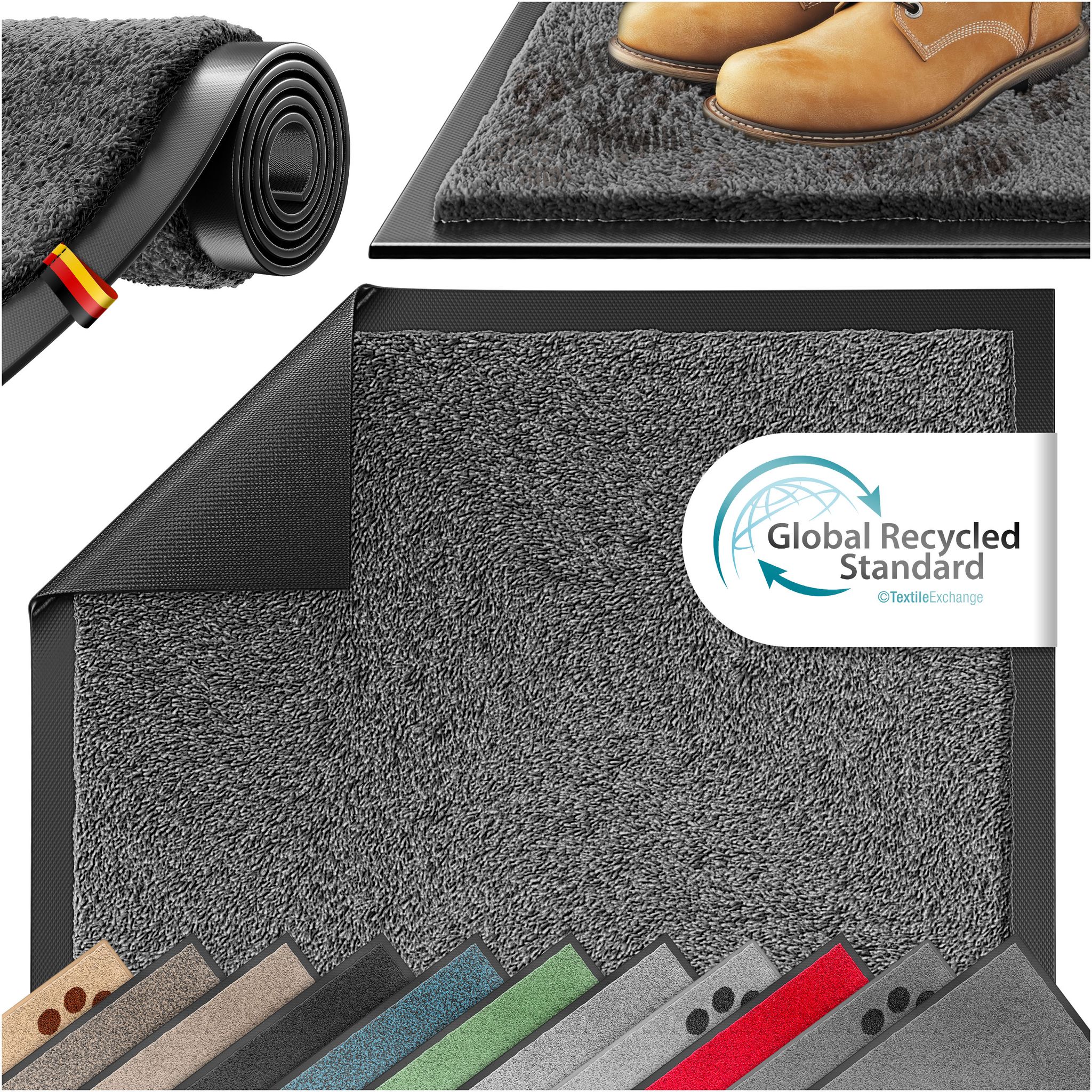 Kesser® Schmutzfangmatte Fußmatte Rutschfest, Waschbar & Wetterfest – 60x90cm / Anthrazit