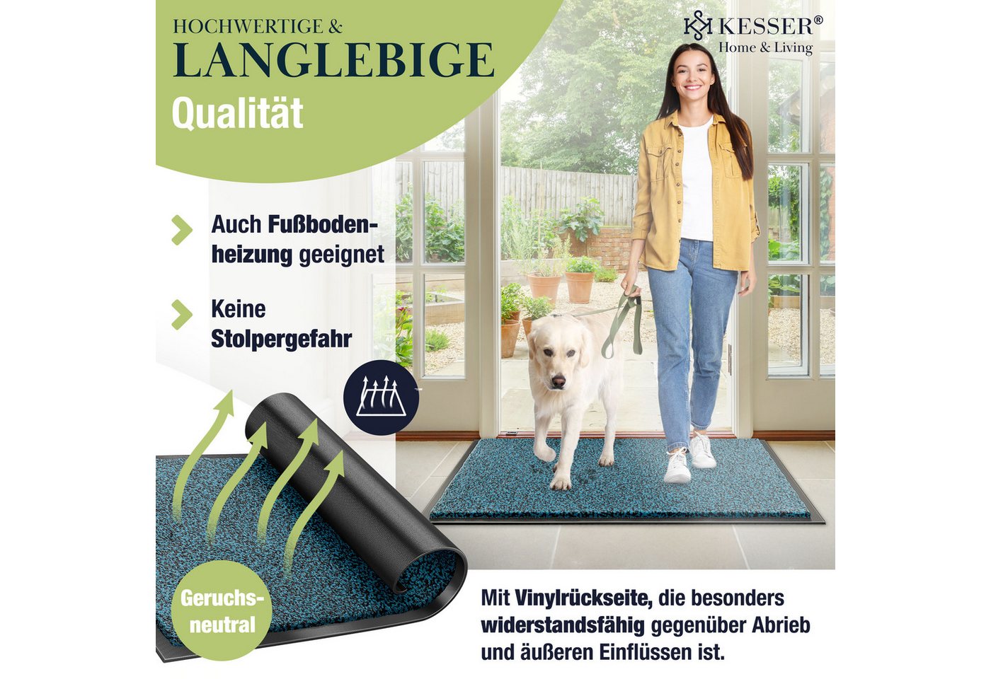 Kesser® Schmutzfangmatte Fußmatte Rutschfest, Waschbar & Wetterfest – 50x80cm / Multi Bild 4
