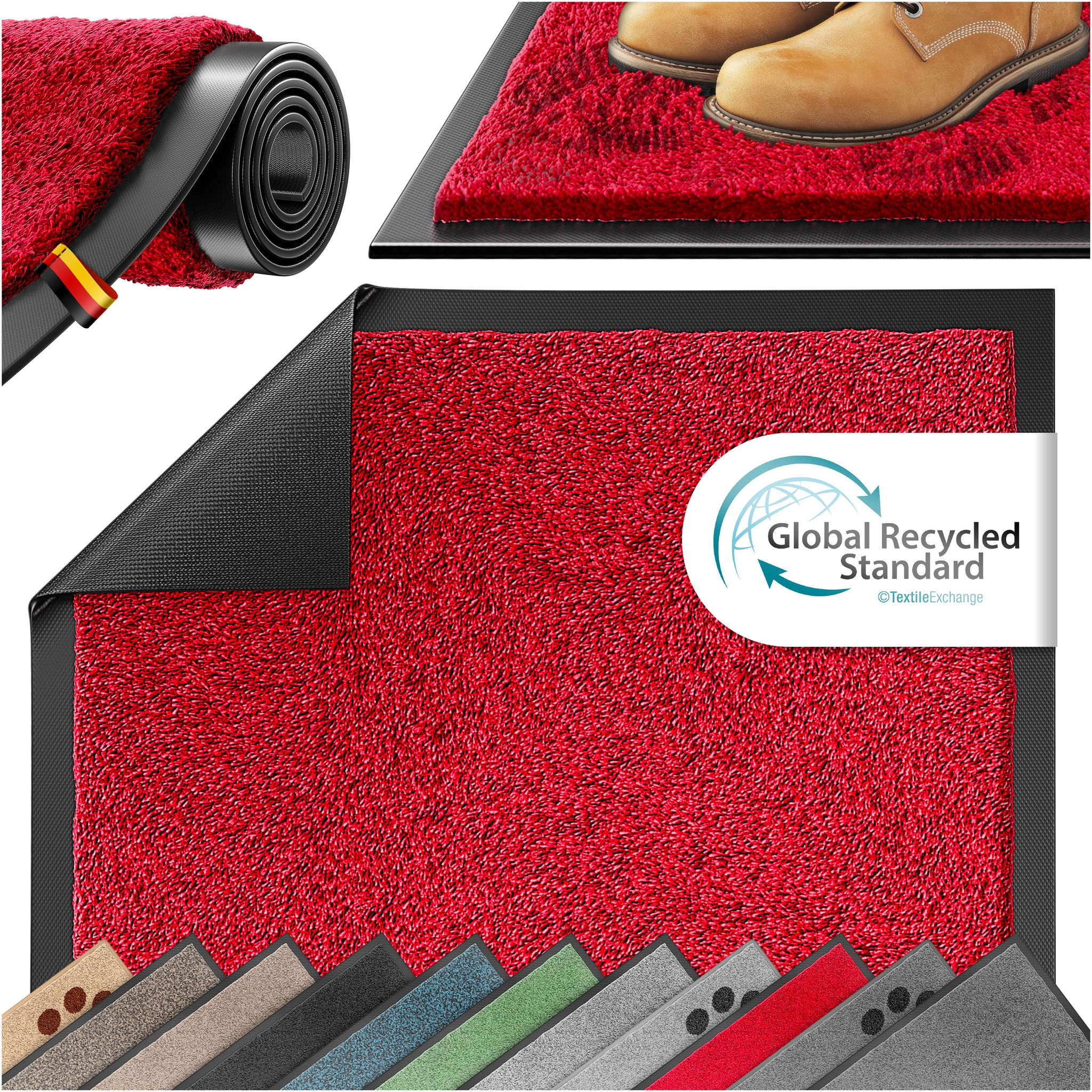 Kesser® Schmutzfangmatte Fußmatte Rutschfest, Waschbar & Wetterfest – 60x90cm / Bordeaux Rot