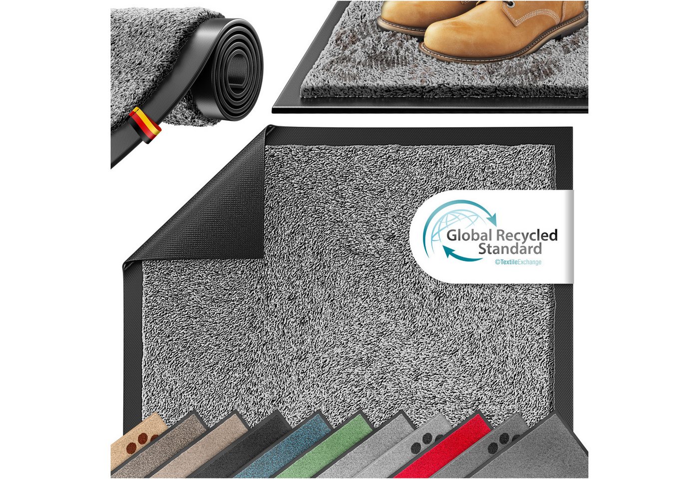 Kesser® Schmutzfangmatte Fußmatte Rutschfest, Waschbar & Wetterfest – 60x90cm / Hellgrau Bild 3