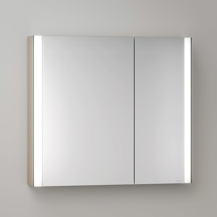 Keuco Royal Metis Led Aufputz-spiegelschrank 80 X 71 Cm, 2 Türen Mit Spiegelheizung, Asymetrisch