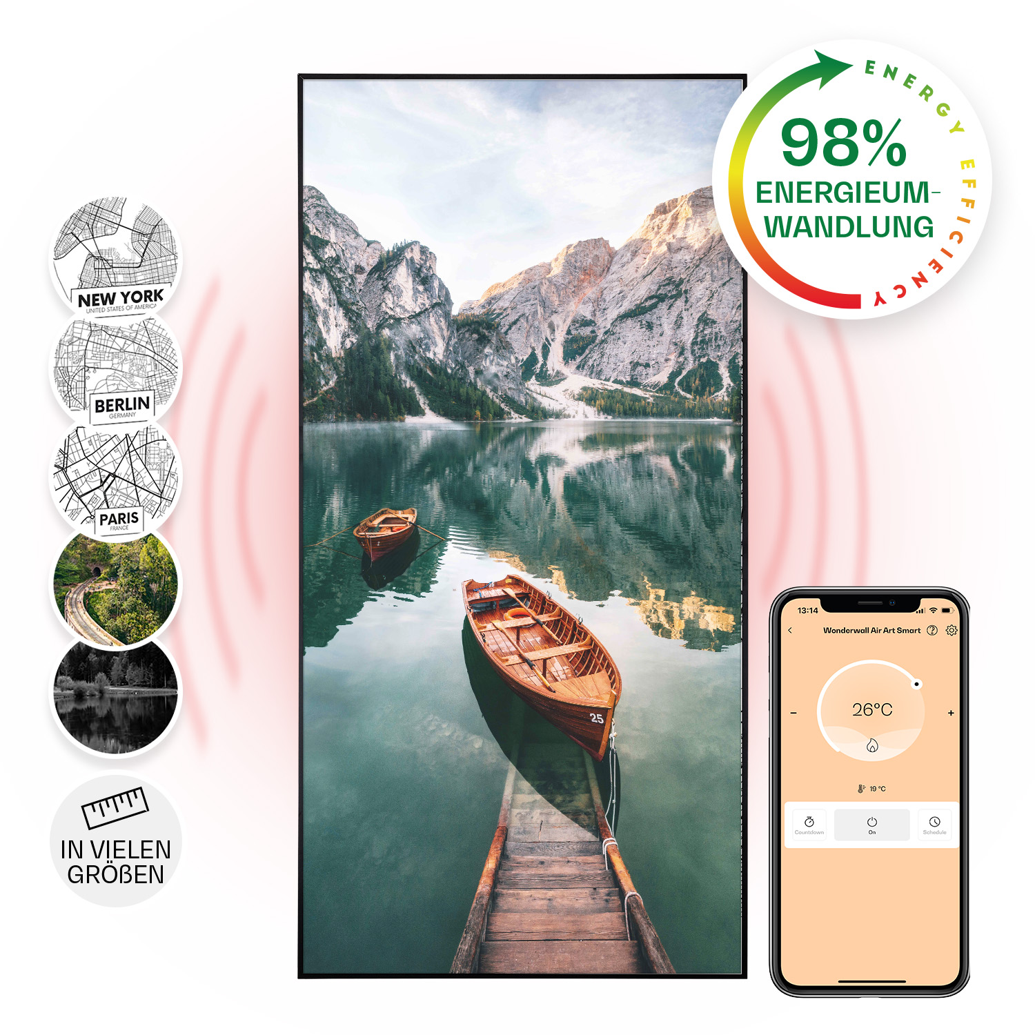 Klarstein - Wonderwall Air Art Smart Infrarotheizung See Vertikal 60x120cm 700w