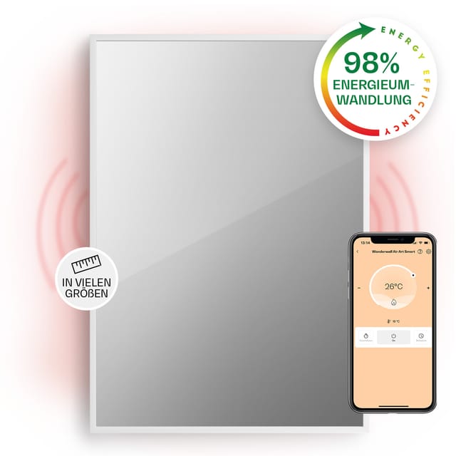 Klarstein - Infrarotheizung, Infrarot Spiegelheizung Standgerät, Infrarotheizung Mit Thermostat, Heizung Mit Erkennung Offener Fenster & App-control, Heater Co2-frei, Ip24 Infrarot Heizgeräte,