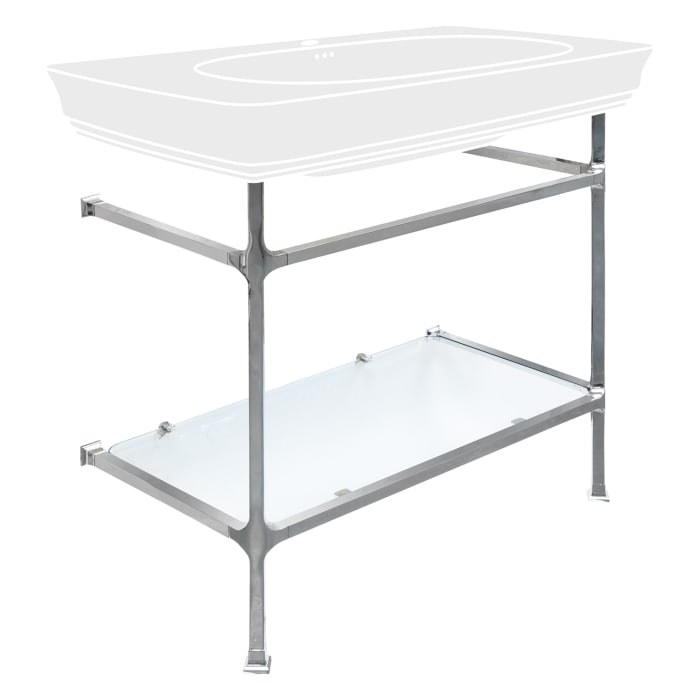 Kronenbach Zeta 2.0 Unterbaugestell Eckig Mit Glasablage Für Waschtisch 90 Cm