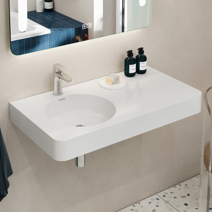 Kronenbach Stone Handwaschbecken 90 X 48 Cm Becken Links Mit Hahnlochbohrung