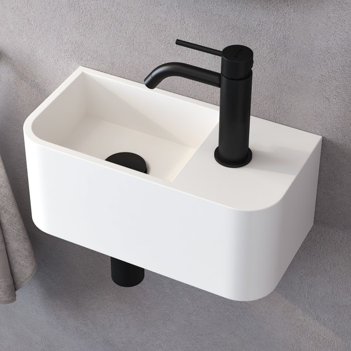 Kronenbach Stone Handwaschbecken 38 X 19 Cm Becken Links Mit Hahnlochbohrung