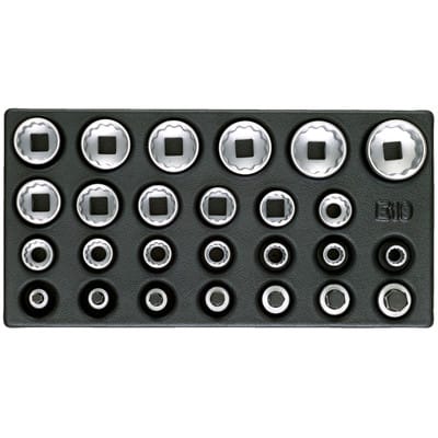 1500 ES-D 19 Satz Steckschlüsseleinsätze 1/2", UD-Profil, in 1/3 ES-Modul