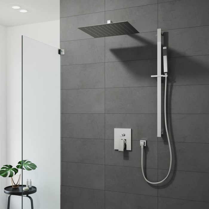 Kronenbach Quara 3.0 Duschsystem Unterputz, Einhebelmischer Mit Umsteller, Inkl. Brausestange, Eckig