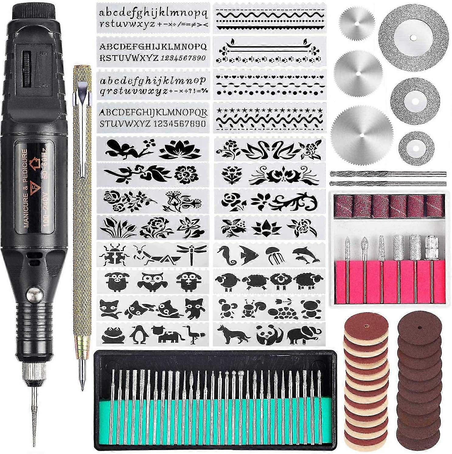 108-teiliges Elektrisches Gravierwerkzeug-set, Mini-kabel-multifunktionsgravierstift, Diy-rotationswerkzeug