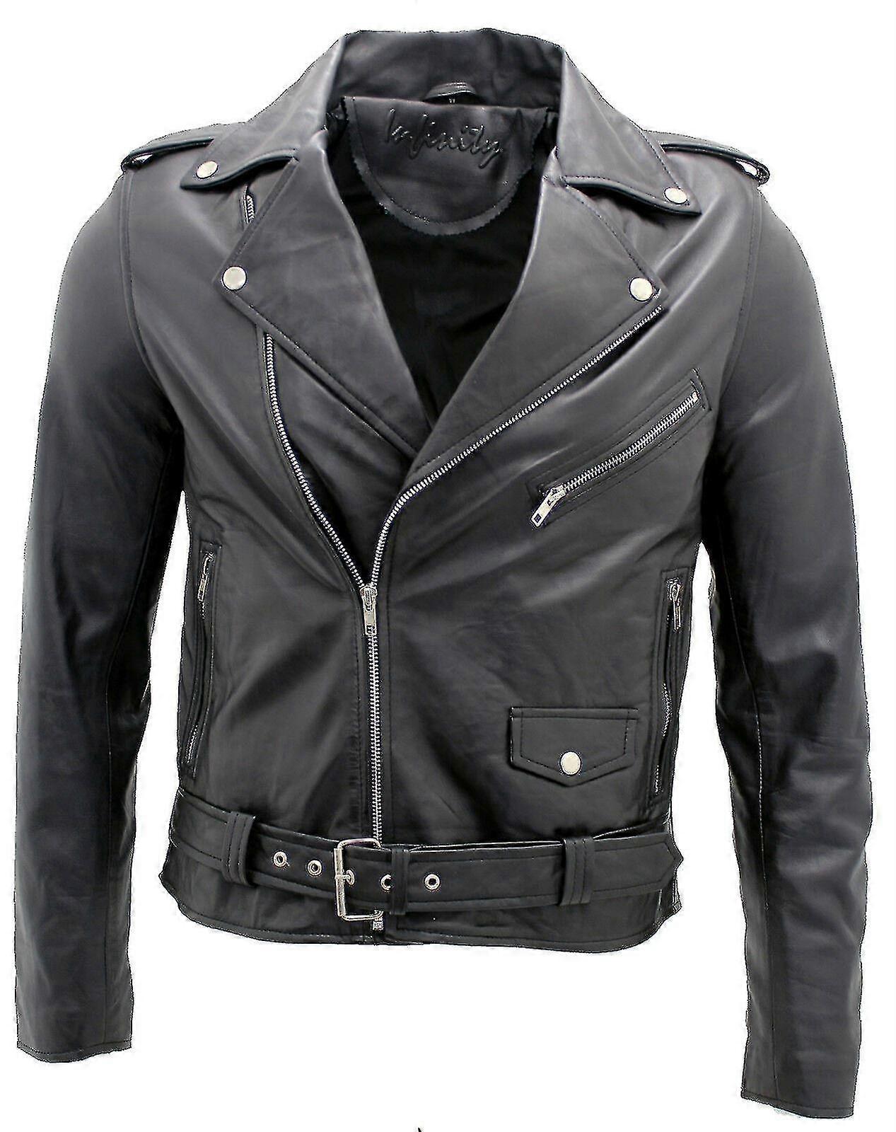 Abc Herren Brando Schwarze Leder-bikerjacke