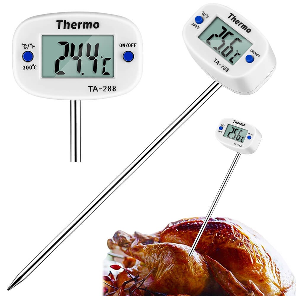 Digitales Kochthermometer Küchenthermometer Für Lebensmittel, Grills Und Flüssigkeiten, Weiß