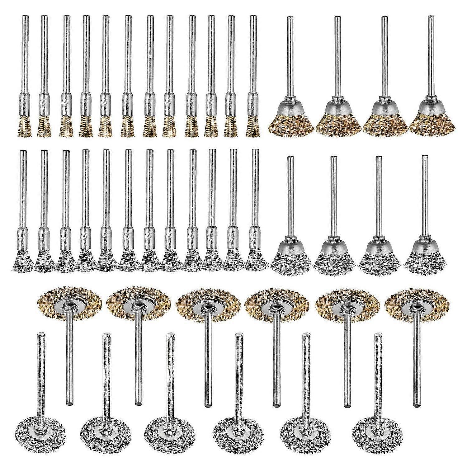Set Mit 44 Mini-drahtbürsten, Becherförmig, Aus Messing Und Stahl, Mit Einem 3 Mm (1/8 Zoll) Schaft Für Dremel-werkzeuge