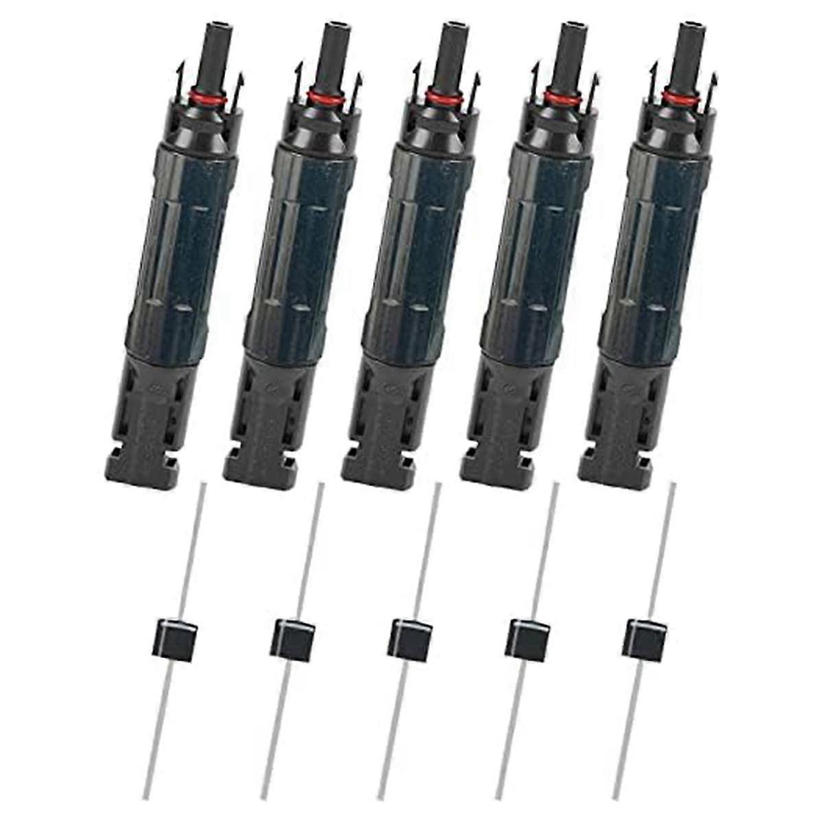 5 Männliche/weibliche 30-a-photovoltaik-solarmodul-steckverbinder Mit Integrierter Diode Und Inline-sicherung. Steckverbinder Für Solarkabel.